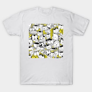 Cat and Mushroom Doodle T-Shirt